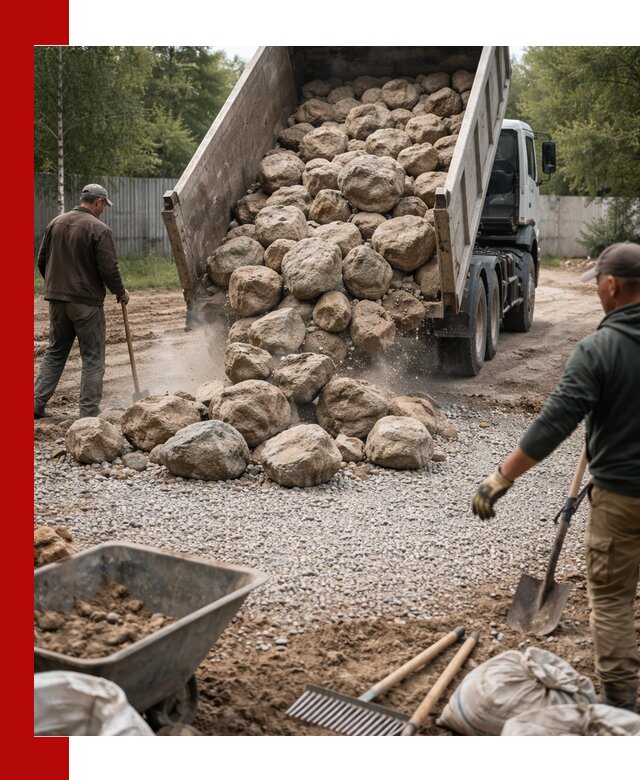 Доставка и укладка булыжника в Сегеже