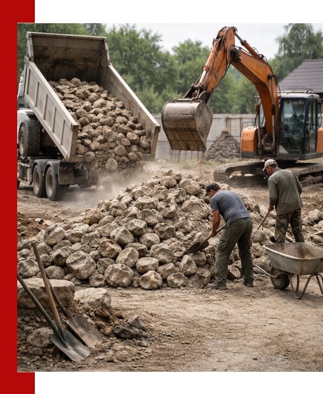 Доставка и разгрузка бутового камня в Сегеже