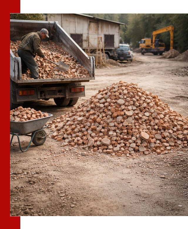 Доставка и подушка из боя кирпича с разгрузкой в Сегеже