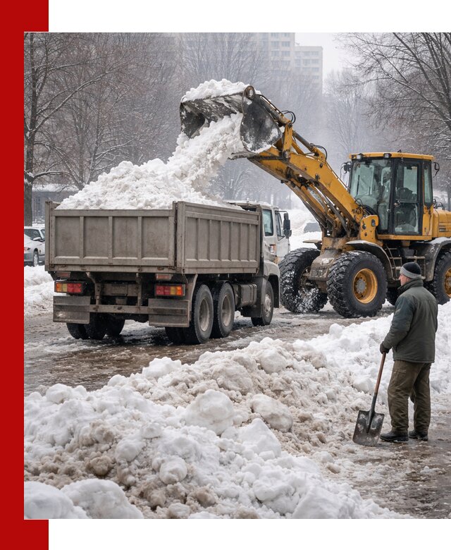 Вывоз снега грузовой техникой в Сегеже оперативно и чисто